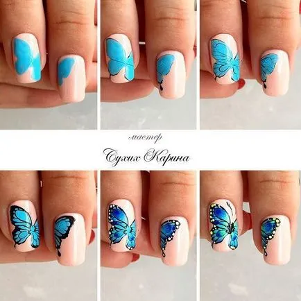 Nail Design pillangó - divat ötletek kéz- egy pillangó egy fotó