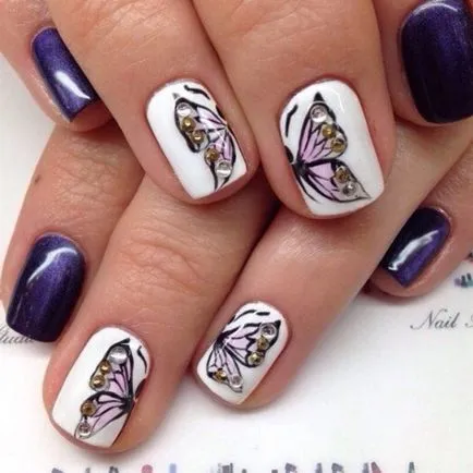 Nail Design pillangó - divat ötletek kéz- egy pillangó egy fotó