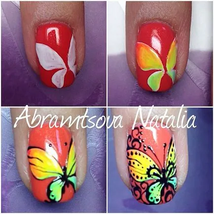 Nail Design pillangó - divat ötletek kéz- egy pillangó egy fotó