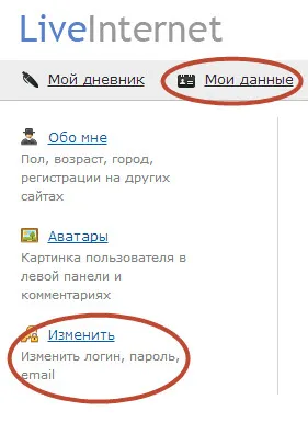 Как да смените потребителското име (името на LiveInternet на дневник)