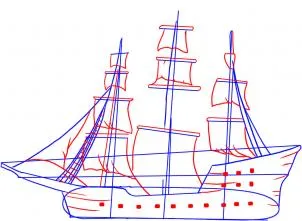 Как да се направи пиратски кораб с молив на етапи - Научете се да изготви