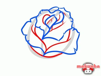 Cum de a desena un trandafir albastru pe o vacanță în etape, ca un simplu și ușor de a trage cu creion, stilou