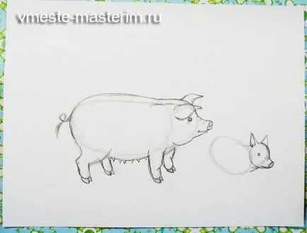 Cum de a desena un porc și purcel în etape (master-class)