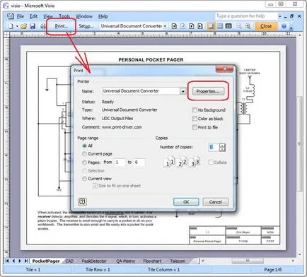 Cum de a păstra un fișier Visio în format pdf - Universal Document Converter