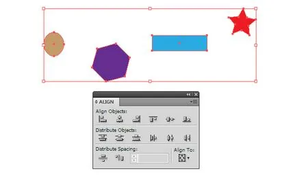 În Adobe Illustrator și kombinirovt obiecte vectoriale Align - rboom