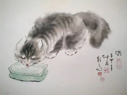 Kínai vízfestményeiben macskák