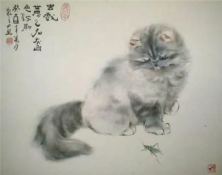 Kínai vízfestményeiben macskák