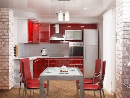 Червено-бели кухня (50 снимки) - избор на цветове, идеи