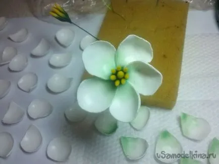 Eustoma din plastic (turnare și asamblare de decorare)