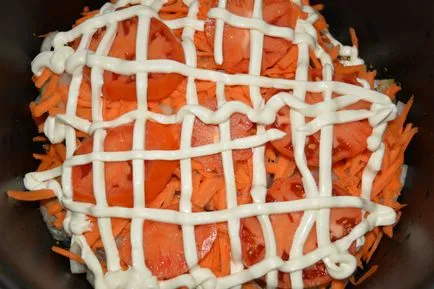 Pollock, compot cu ceapă, morcovi și roșii în maioneza - pas cu pas cum să gătească o tocană