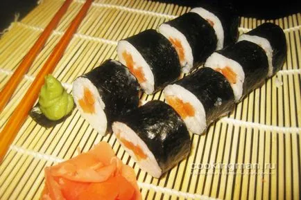 Roll lazaccal és wasabi (Syake mák) - főzés a férfiak