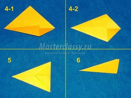 Origami, napraforgó, mesterkurzus lépésről lépésre fotók