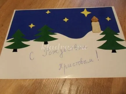 Card karácsony előtt a kezével