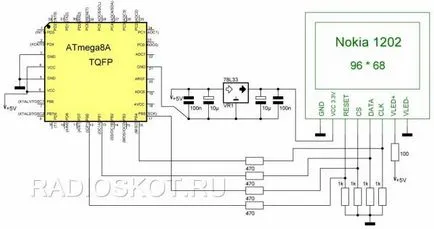 conexiune de afișare la un microcontroler