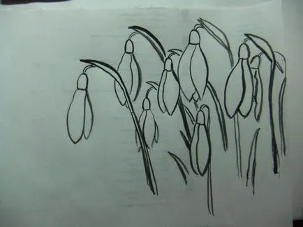 Desenați ghiocei în acuarelă