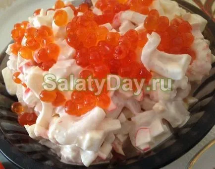 Saláta vörös kaviárral - dekoráció minden ünnep asztalra recept fotókkal és videó
