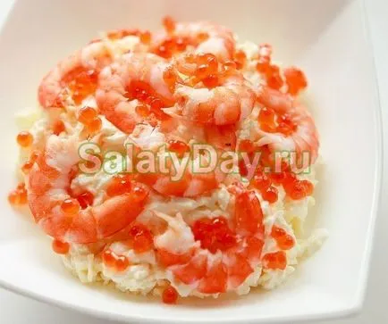Saláta vörös kaviárral - dekoráció minden ünnep asztalra recept fotókkal és videó