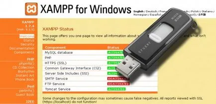 Honlap egy USB flash meghajtó vagy hordozható apache (xampp, denwer), hasznos gyümölcs