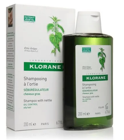 Șampon Kloran (Klorane) analizează mijloacele de chinină, uscat, cu mușețel, urzică, bujor