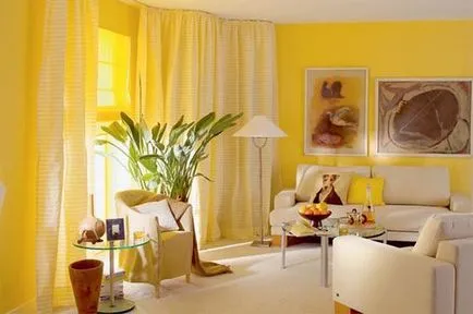 A kombináció a függöny sárga tapéta - fotó ötletek