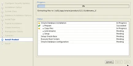 Szerelési Oracle adatbázis 12c Oracle Linux 7 frissítés 3