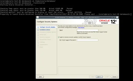 Szerelési Oracle adatbázis 12c Oracle Linux 7 frissítés 3