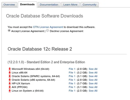 Szerelési Oracle adatbázis 12c Oracle Linux 7 frissítés 3