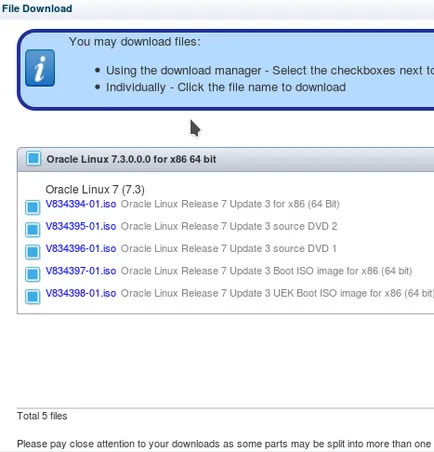 Szerelési Oracle adatbázis 12c Oracle Linux 7 frissítés 3