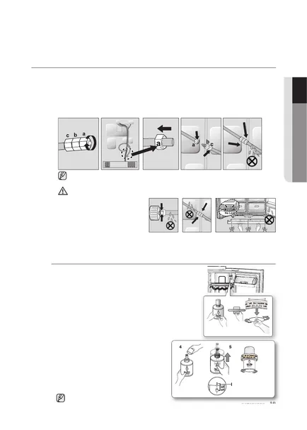 Setarea side-by-side frigider, instalați un filtru de apă, manualul de instrucțiuni Samsung