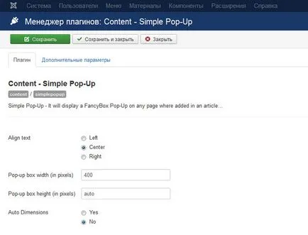 Pop-up ablak joomla