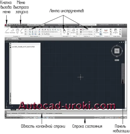 Interface AutoCAD szoftver