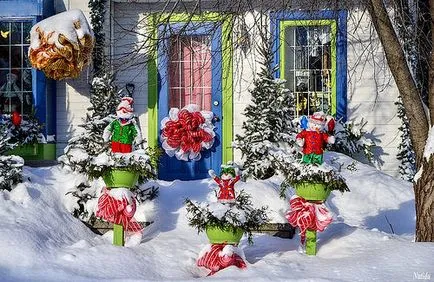 Hogyan lehet díszíteni egy udvarban az ünnepekre a kezüket stílusok