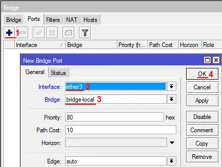 Mikrotik - beállítás LAN port 3-5 és wi-fi