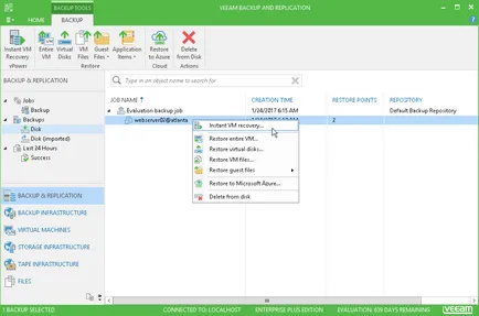 Recuperarea instantanee VM - scenariul de bază pentru VMWare