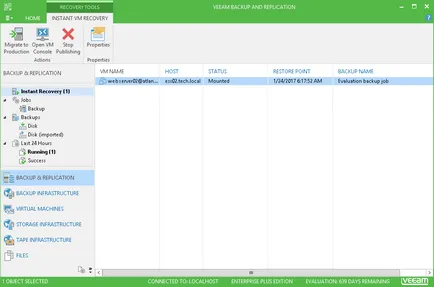 Azonnali VM Recovery - alapesetként VMware vSphere