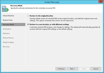 Recuperarea instantanee VM - scenariul de bază pentru VMWare