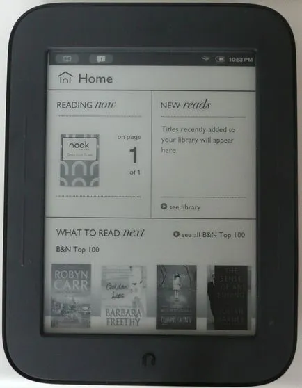 Prezentare generală a e-book Nook simpla atingere