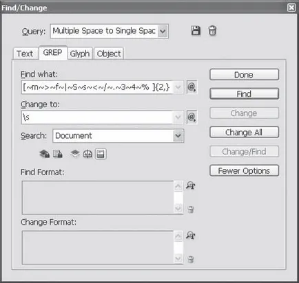 Găsirea și înlocuirea textului - Adobe CS3 InDesign