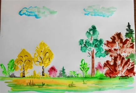 Рисуване есента букет в отпечатъка на изкуството