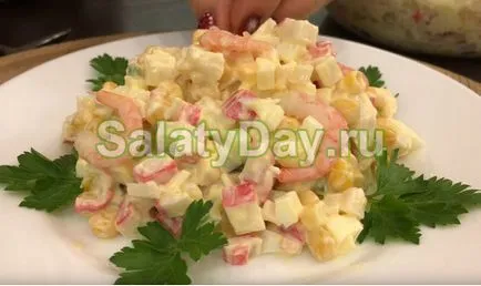 Salata cu creveți și crab - reteta truc culinar cu fotografii și video