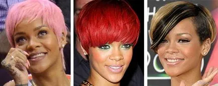 Rihanna frizura rövid és hosszú modellek, a színes játék