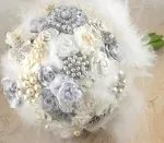 Nunta buchet de mireasa si mirele boutonniere, doamnă alb