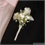 Esküvői menyasszonyi csokor és boutonniere a vőlegény, fehér hölgy