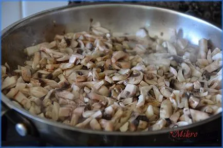 Julienne csirkével és gombával recept a sütőbe, és a serpenyőben fotókkal