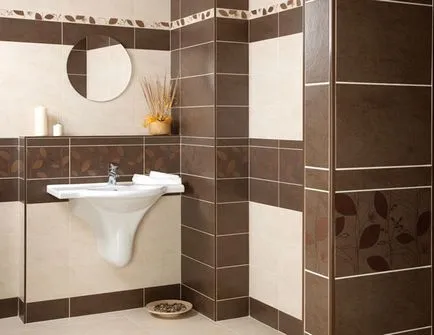 Fürdőszoba tervezés barna és bézs tónusok, fotók
