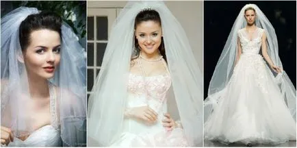 Bridal Veil снимки с кристали, перли, дантела - как да изберете и придават на косата