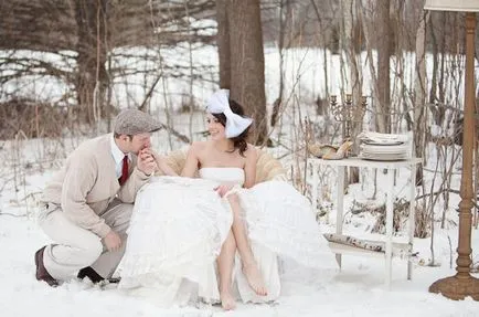 Ötletek és tervezési téli esküvői télen stílusú esküvő