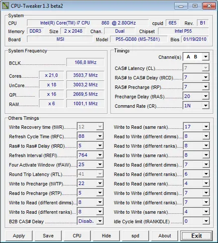 frecvențele de învățare și memorie Sincronizări platformă influență LGA1156 Exemplu