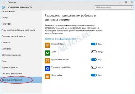 Hogyan kapcsoljuk ki a háttérben futó alkalmazás a Windows 10 '