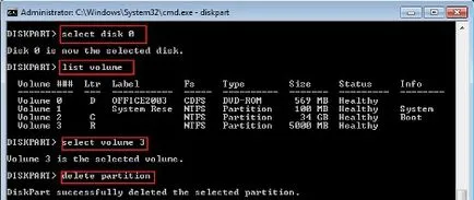 Команден ред, допълнителни команди за управление на диска